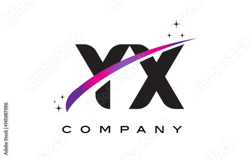 YX Y X Black Letter Logo Design with Purple Magenta Swoosh