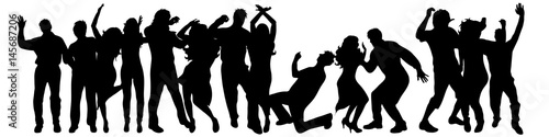 Vector silhouette of people on white background.