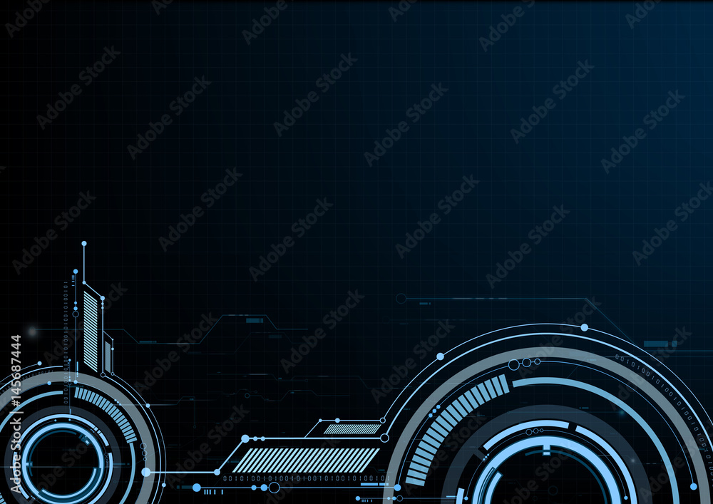 Vector abstract technological digital interface on grid background