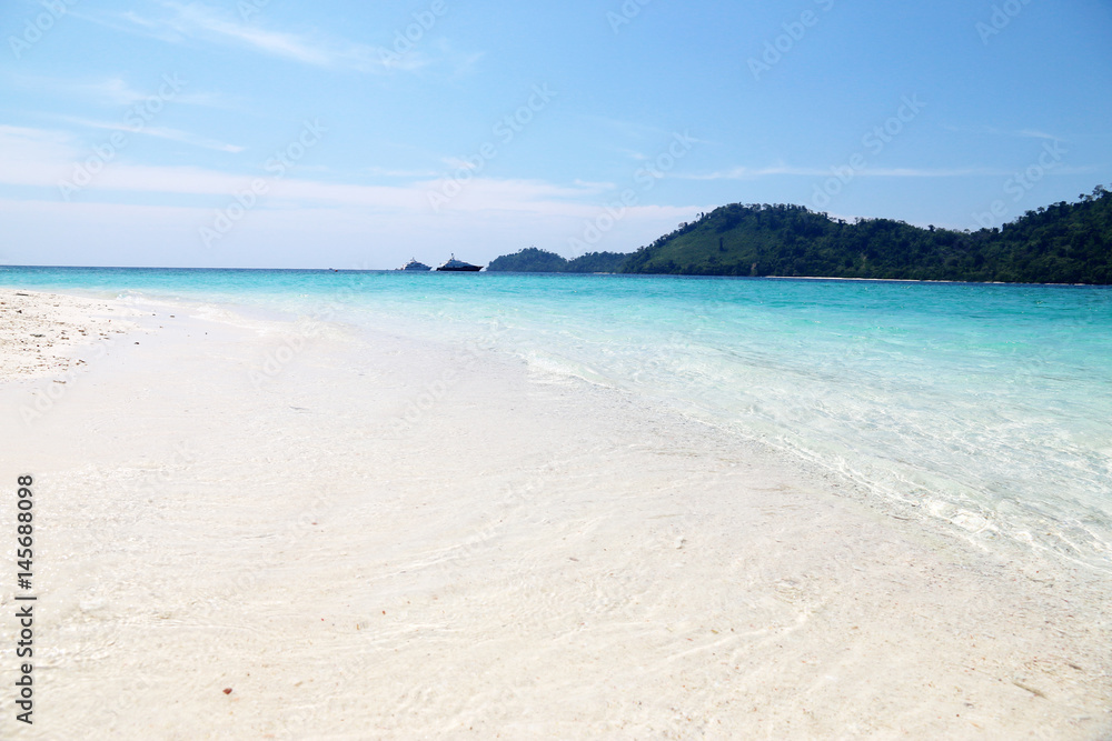 beautiful blue sea and clear blue sky,Image for summer fun party travel concept.