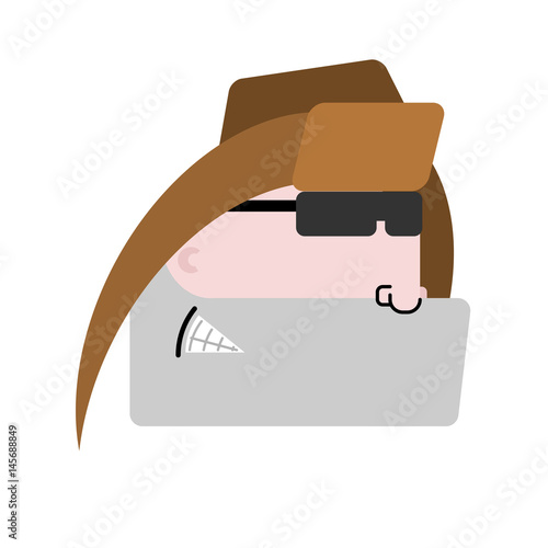 Metallurgist face. Worker head in protective helmet. professional