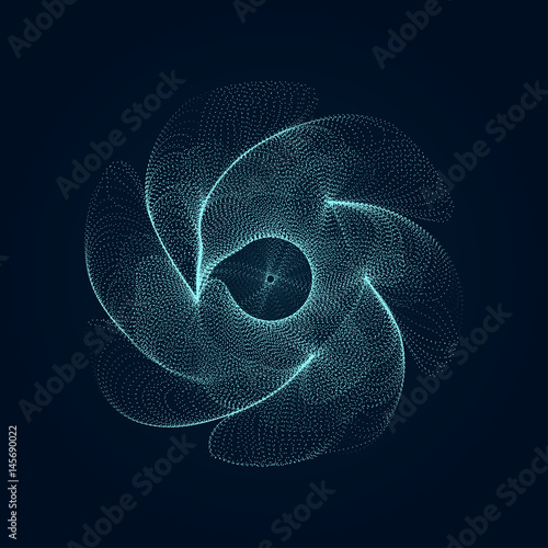Modern vector illustration with a deformed circle shape of the particles