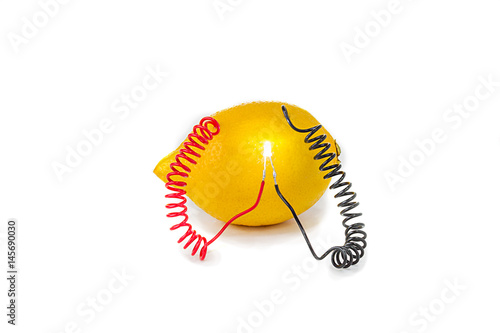 Lemon in the form of light bulbs on a white background. lemon lamp