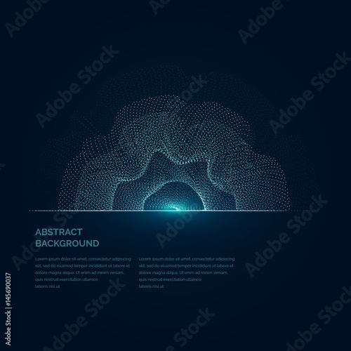 Modern vector illustration with a deformed circle shape of the particles