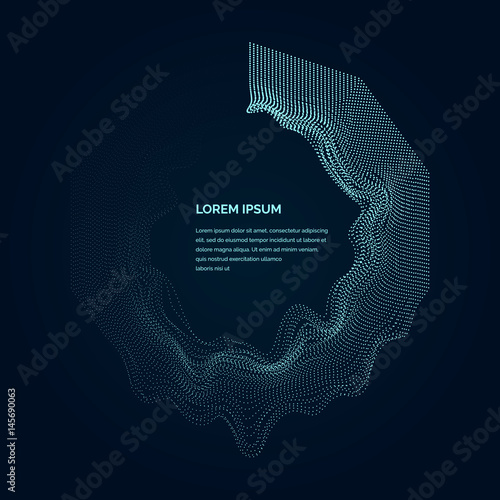 Modern vector illustration with a deformed circle shape of the particles