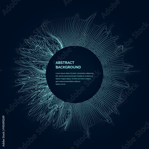 Modern vector illustration with a deformed circle shape of the particles