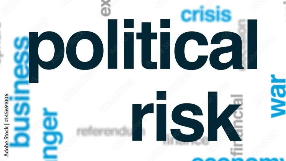 Political risk animated word cloud, text design animation. Political risk animated word cloud, text design animation.