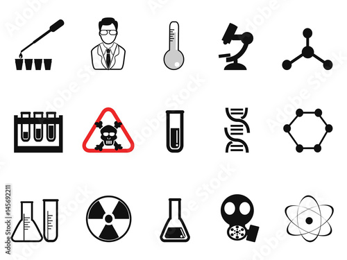 black chemistry icons set
