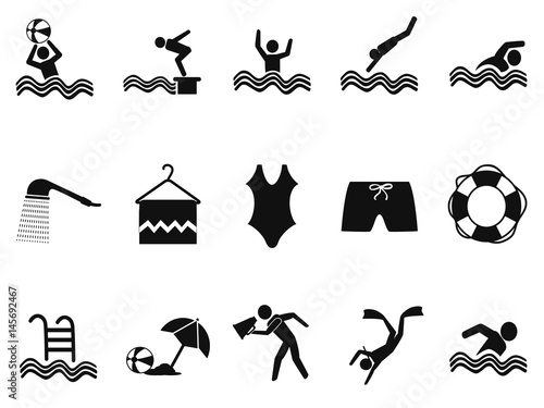 black water pool icons set