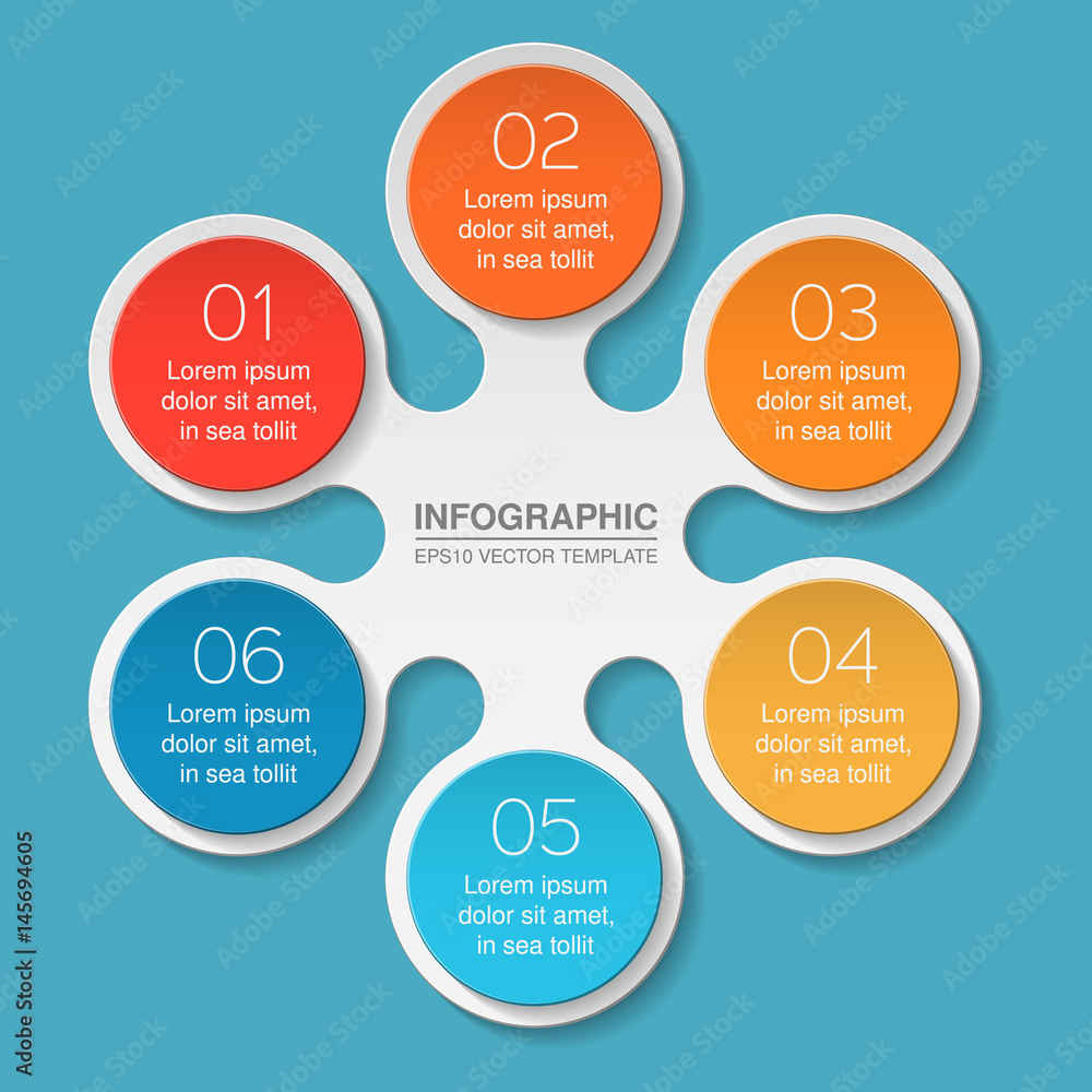 Fototapeta premium Vector infographic template, 6 options.