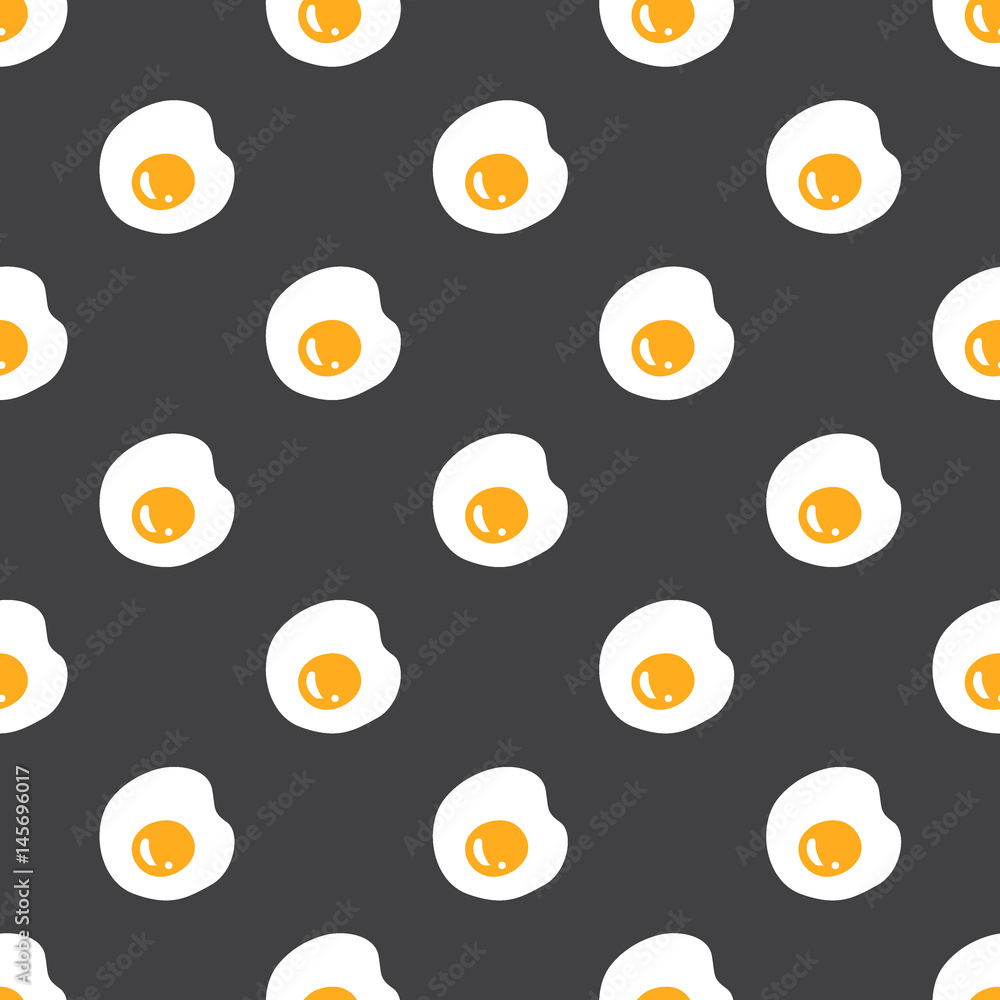 Fried eggs seamless pattern on grey Fried eggs seamless pattern on grey