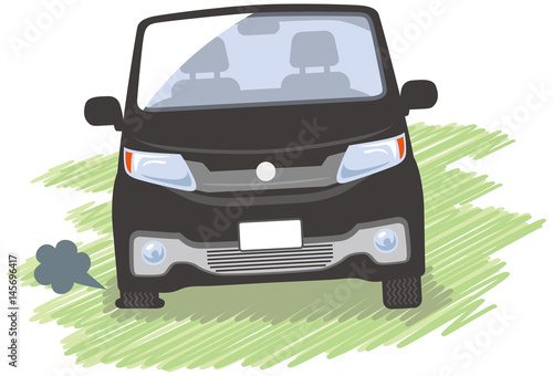 パンクした自動車（ブラック）