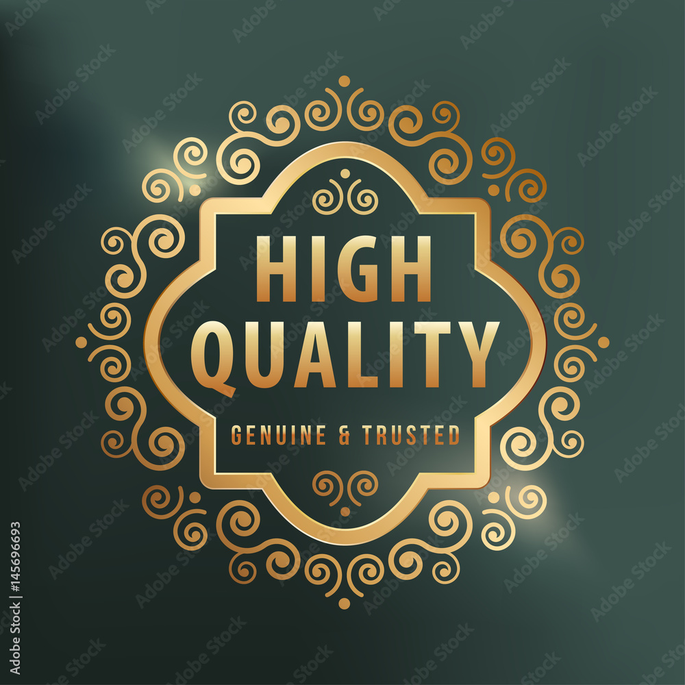 Fototapeta premium High Quality Luxury Golden Label on Dark Background . Vector Isolated Illustration