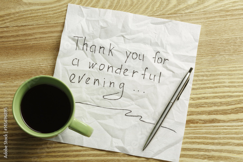 Message written on napkin