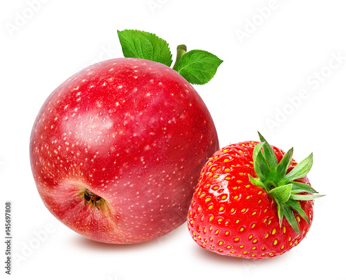 Strawberry and apples  isolated on white