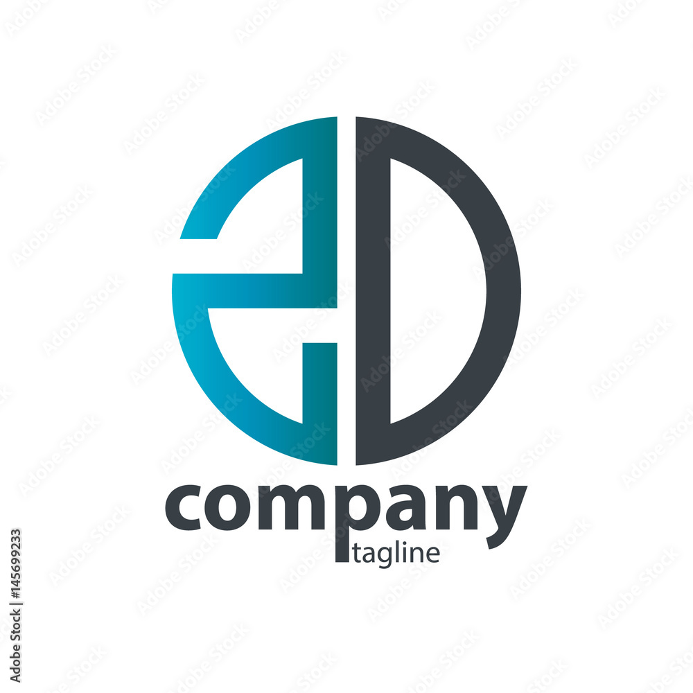 Initial Letter ZD With Linked Circle Logo Initial Letter ZD With Linked Circle Logo