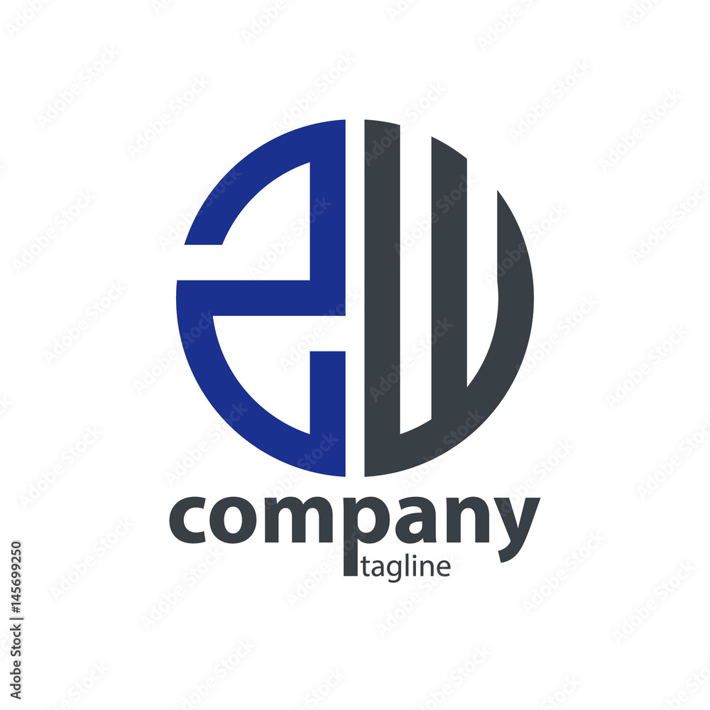 Initial Letter ZW With Linked Circle Logo Initial Letter ZW With Linked Circle Logo