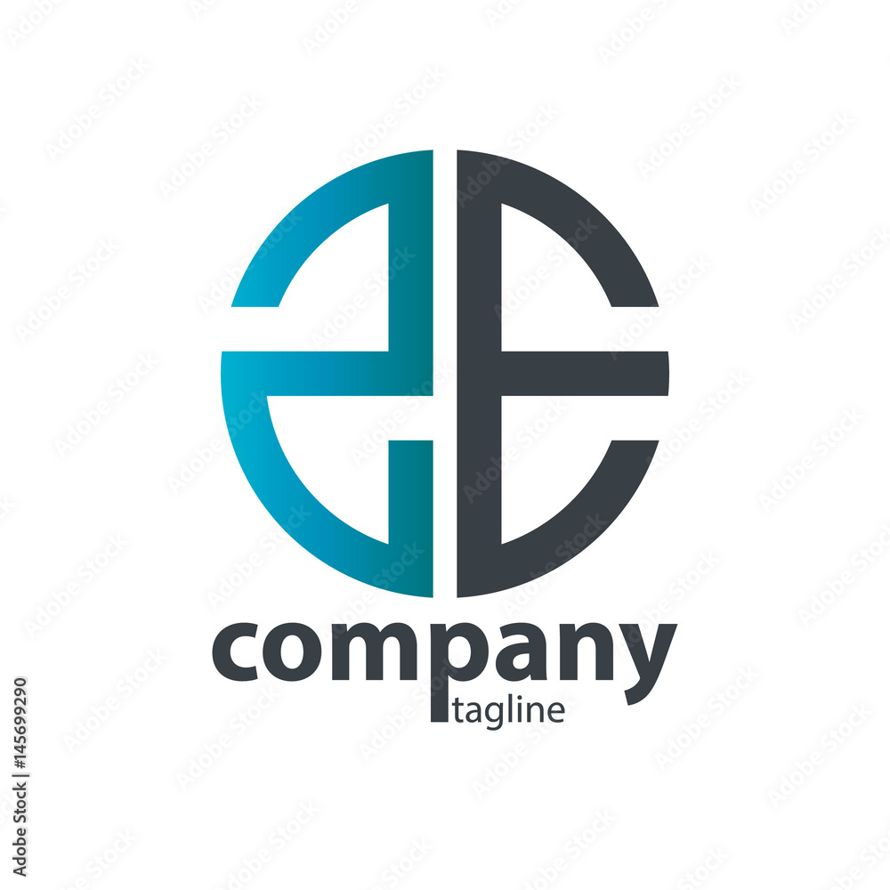 Initial Letter ZE With Linked Circle Logo Initial Letter ZE With Linked Circle Logo
