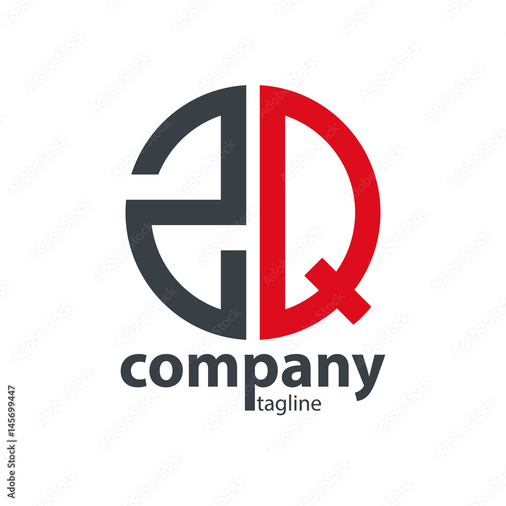 Initial Letter ZQ With Linked Circle Logo Initial Letter ZQ With Linked Circle Logo
