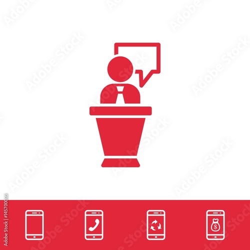 lectern with microphone icon stock vector illustration flat design