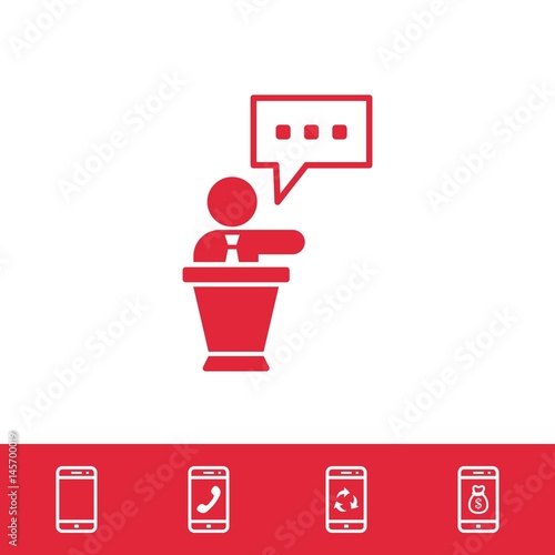 lectern with microphone icon stock vector illustration flat design