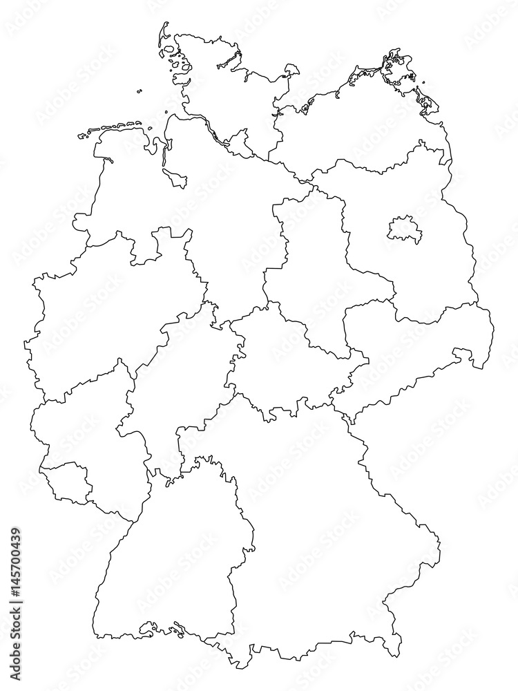 Germany outline map with federal states isolated on white background. Vector illustration. EPS10