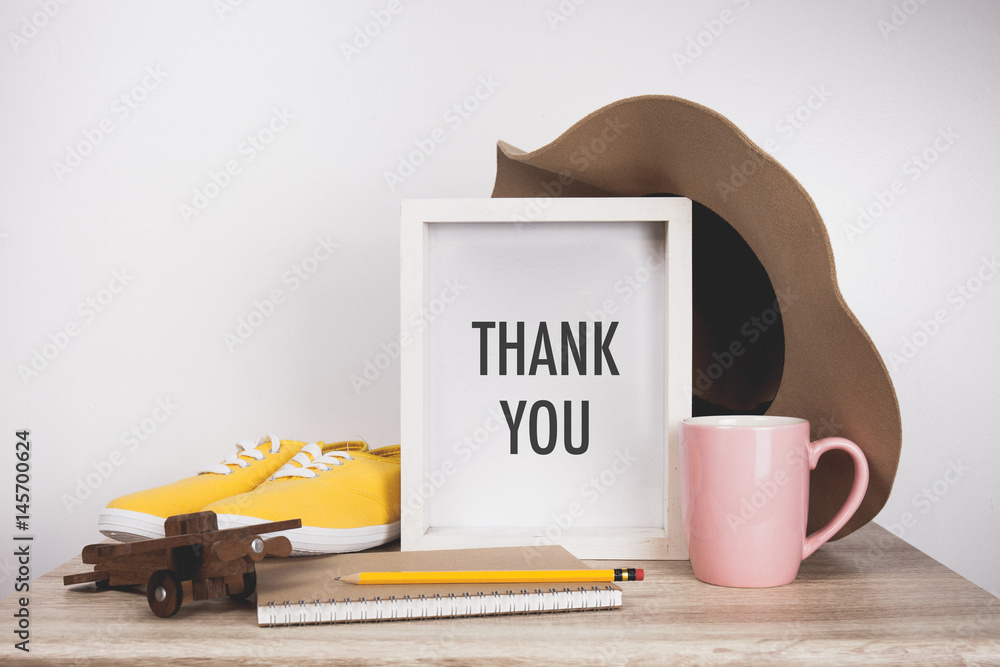 Thank you word with White frame mockup