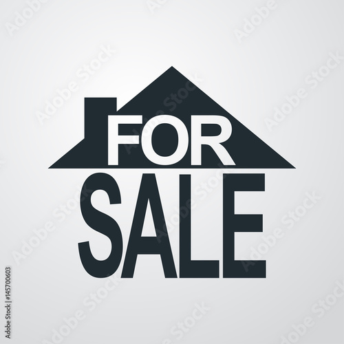 Icono plano FOR SALE en casa en fondo degradado