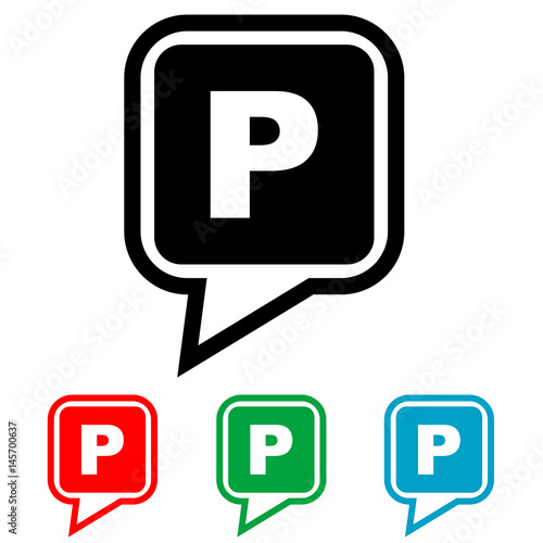 Icono plano localizacion parking en varios colores