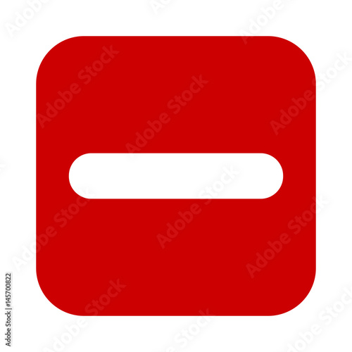 Flat square minus sign red icon, button. Negative symbol isolated on white background. Vector illustration. EPS10