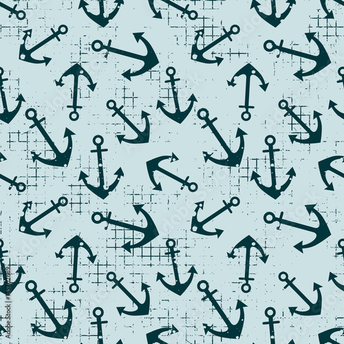 Vector seamless patterns Background with anchor Creative geometric vintage backgrounds  nautical theme Graphic illustration with attrition  cracks and ambrosia