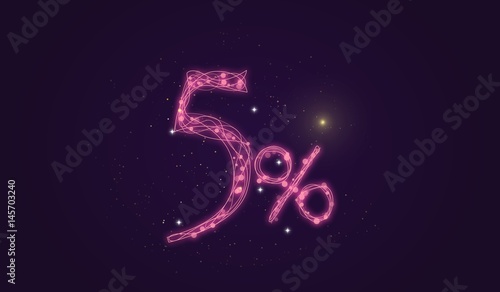 5 % discount - Discount sale sign - Star icon numbers