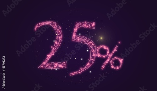 25 % discount - Discount sale sign - Star icon numbers