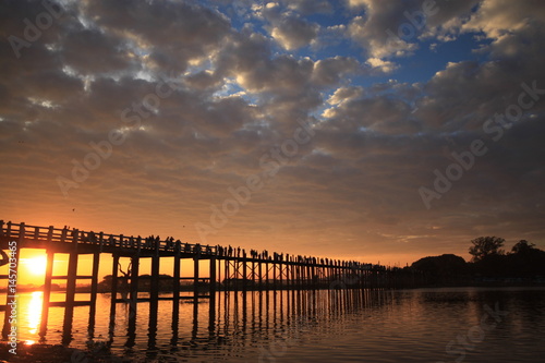 U-bein bridge at sunset Myanmar