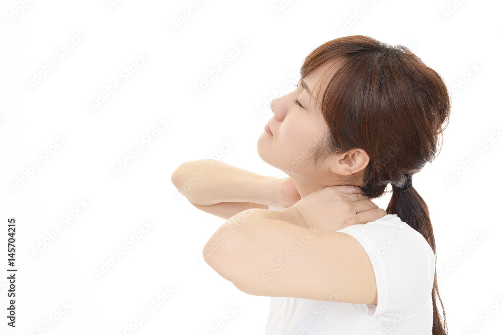 肩こりに悩む女性 肩こりに悩む女性