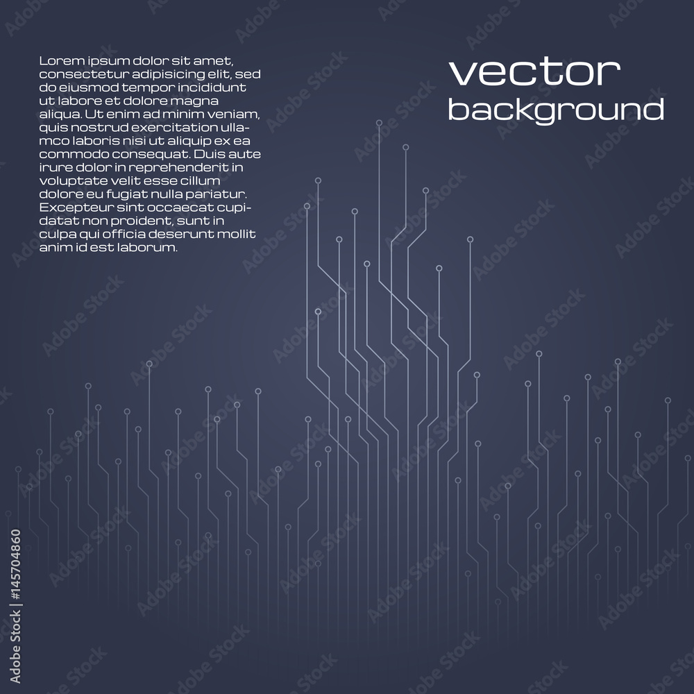 Naklejka premium Abstract technological background with elements of the microchip. Circuit board background texture. Vector illustration. 