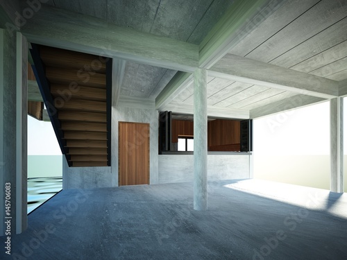 sketch design of interior space  3d  render