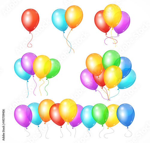 Realistic Balloon Rainbow Set. Vector