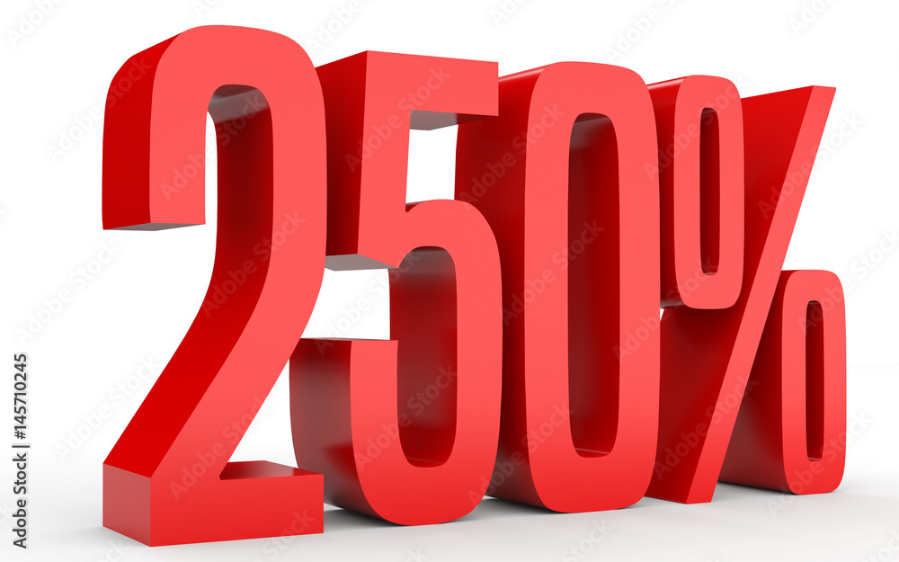 Two hundred and fifty percent. 250 %. 3d illustration. Two hundred and fifty percent. 250 %. 3d illustration.