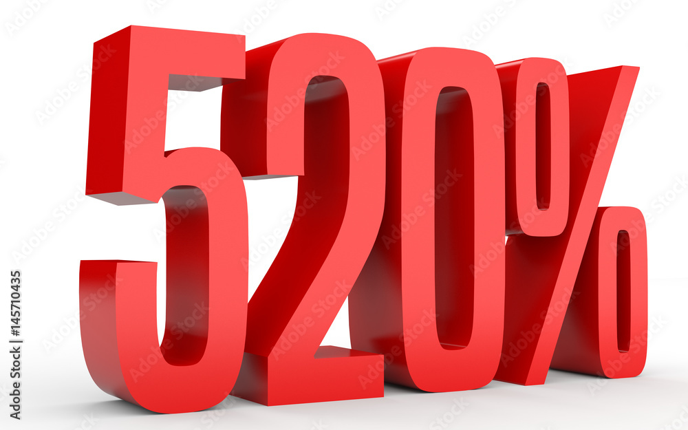 Five hundred and twenty percent. 520 %. 3d illustration. Five hundred and twenty percent. 520 %. 3d illustration.