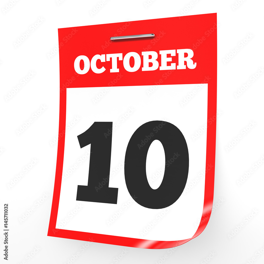October 10. Calendar on white background. October 10. Calendar on white background.