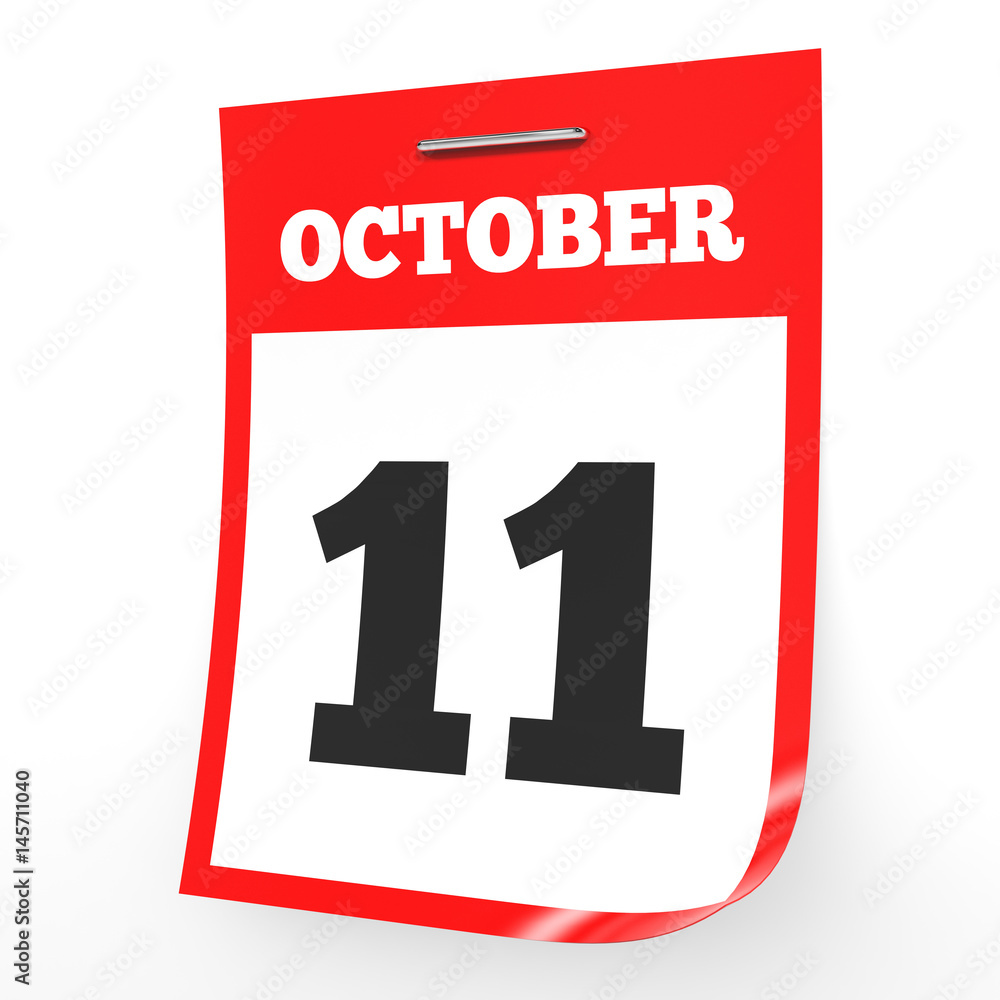 October 11. Calendar on white background. October 11. Calendar on white background.