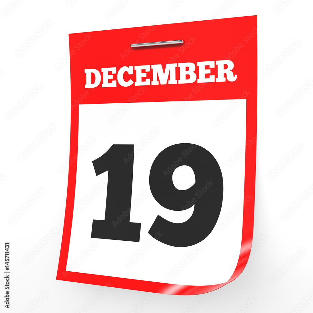 December 19. Calendar on white background. December 19. Calendar on white background.