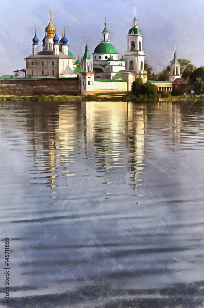 Colorful painting of Monastery of St James Colorful painting of Monastery of St James