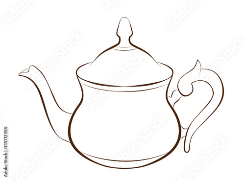 Illustration of teapot in outline style