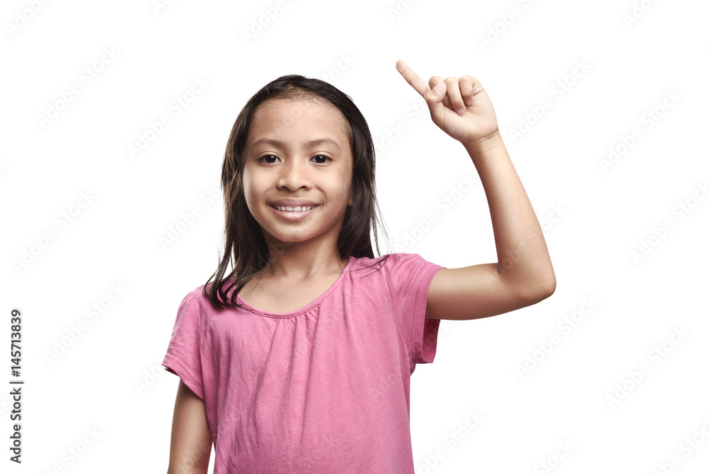 Happy asian little girl having a good idea Happy asian little girl having a good idea