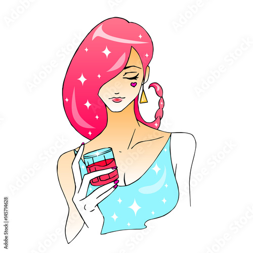 Beautiful girl with a cocktail vector