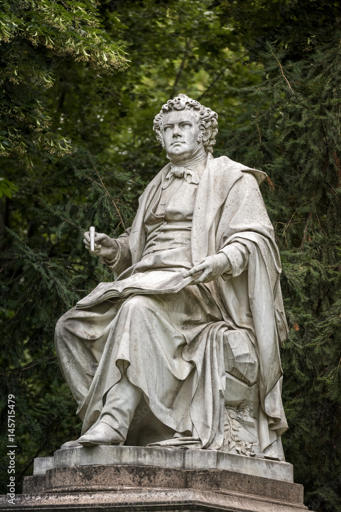 Franz Schubert statue inside Stadtpark, Vienna, Austria