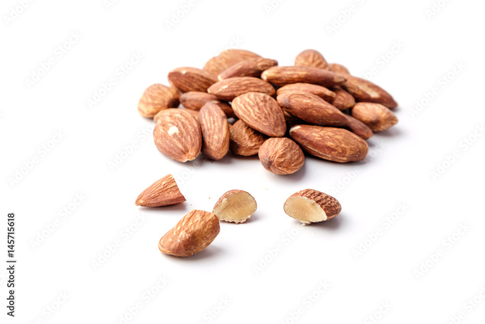 Fototapeta premium Almonds on White background