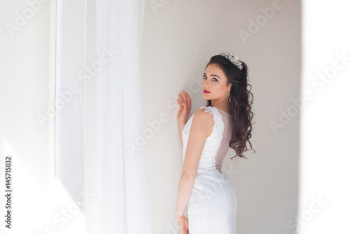 Portrait of bride wedding dress Crown